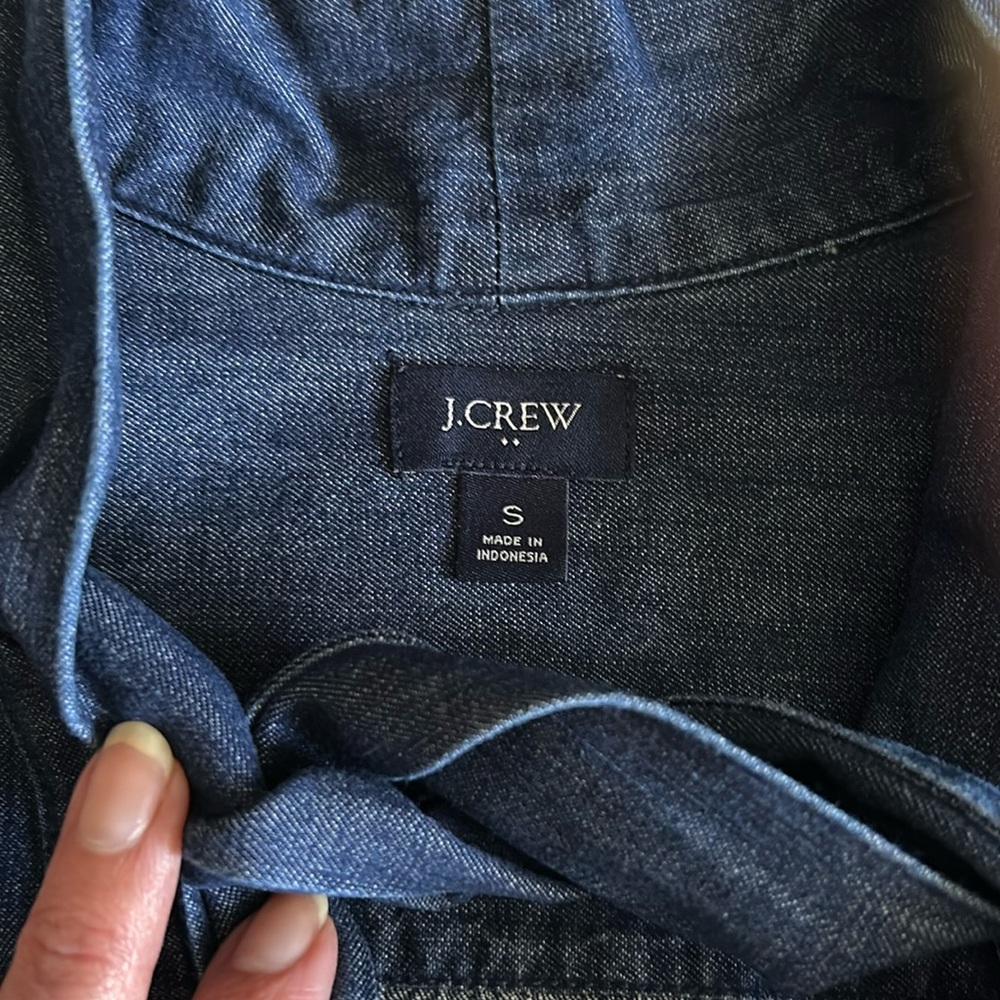 J. Crew Chambray Neck Tie Blouse Small